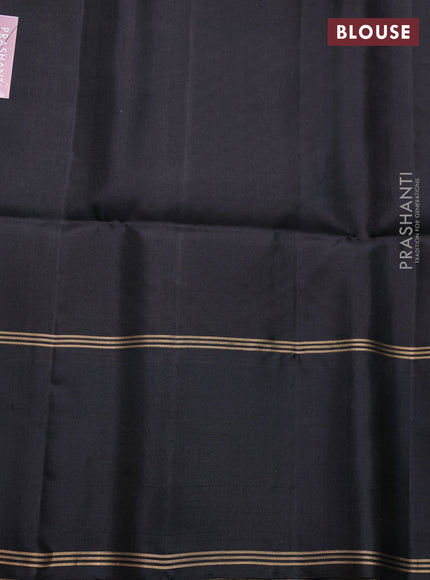 Pure soft silk saree green and black with zari woven buttas and rettapet zari woven border
