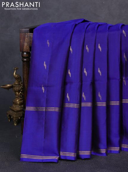 Pure soft silk saree blue with zari woven buttas and long rettapet zari woven border