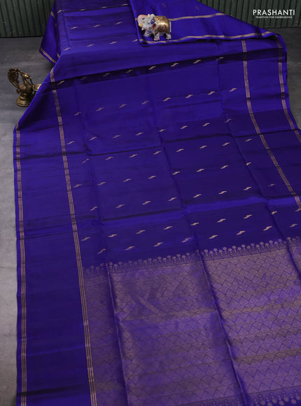 Pure soft silk saree blue with zari woven buttas and long rettapet zari woven border