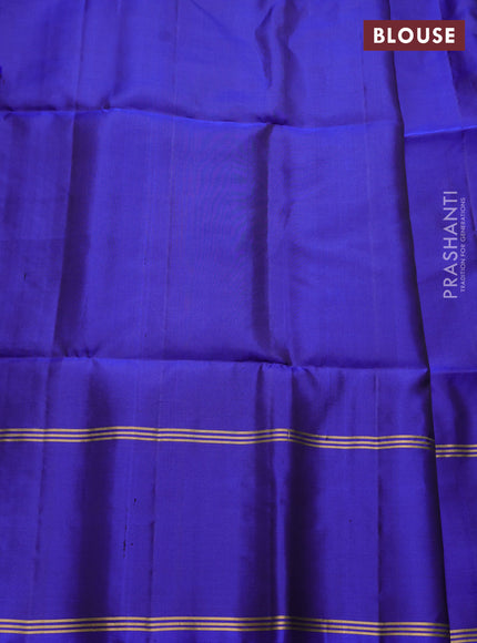 Pure soft silk saree blue with zari woven buttas and long rettapet zari woven border