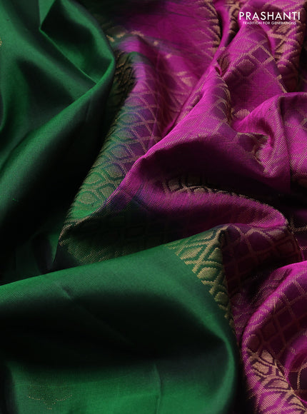 Pure soft silk saree green and magenta pink with zari woven buttas and rettapet zari woven border