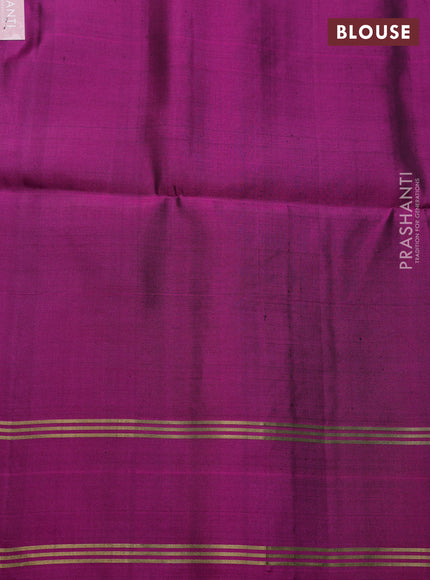Pure soft silk saree green and magenta pink with zari woven buttas and rettapet zari woven border