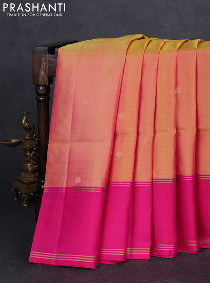 Pure soft silk saree dual shade of pinkish orange and pink with zari woven buttas and rettapet zari woven border