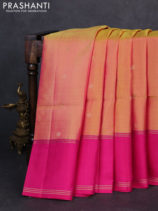 Pure soft silk saree dual shade of pinkish orange and pink with zari woven buttas and rettapet zari woven border