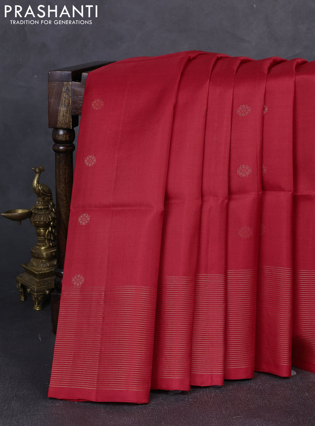 Pure soft silk saree red with zari woven buttas and zari woven border
