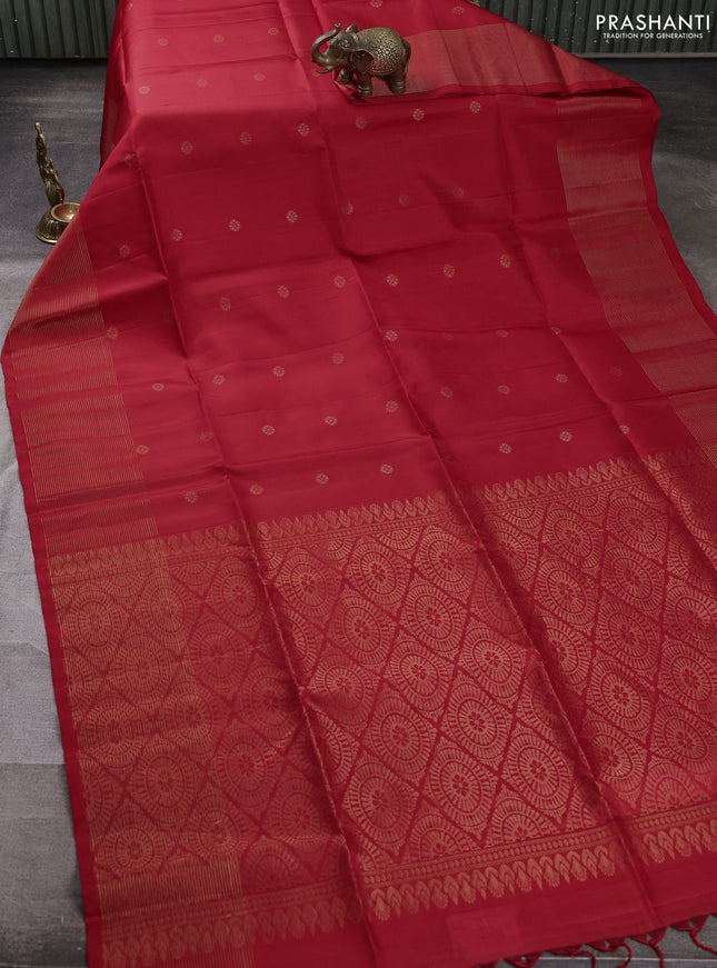 Pure soft silk saree red with zari woven buttas and zari woven border