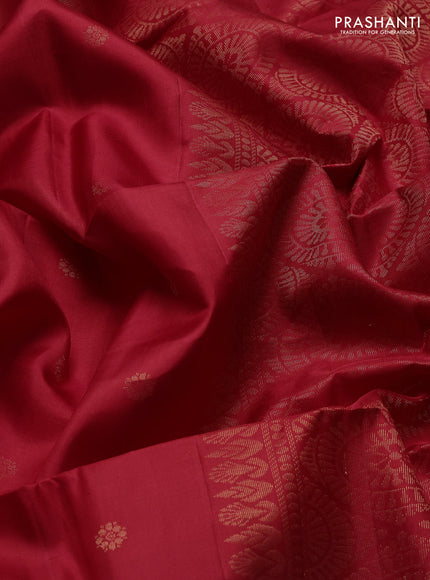 Pure soft silk saree red with zari woven buttas and zari woven border