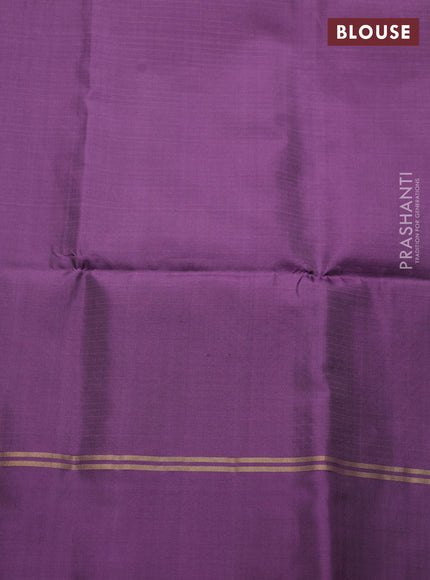 Pure soft silk saree teal green and purple with allover zari weaves  and zari woven simple border