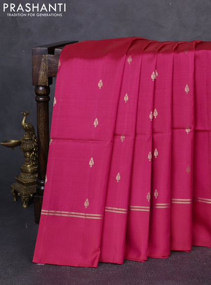 Pure soft silk saree pink with allover zari woven buttas and rettapet zari woven border