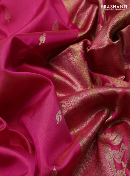 Pure soft silk saree pink with allover zari woven buttas and rettapet zari woven border