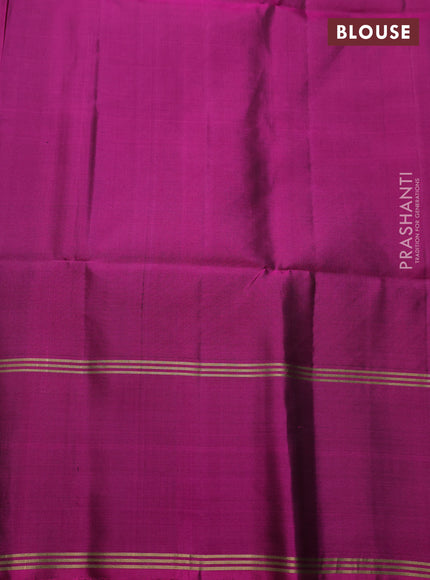 Pure soft silk saree mustard green and magenta pink with zari woven buttas and rettapet zari woven border