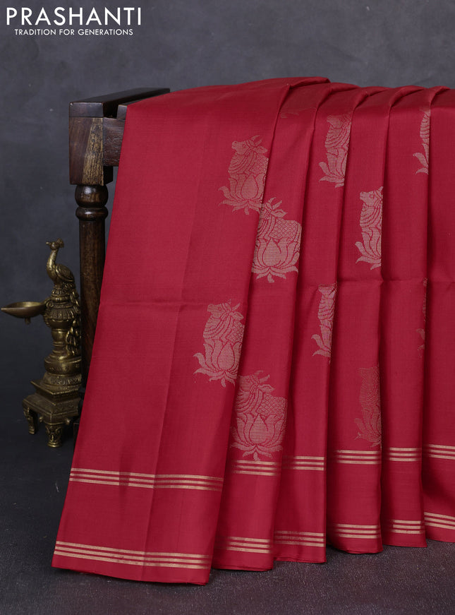 Pure soft silk saree red and yellow with allover pichwai zari woven buttas and rettapet zari woven border