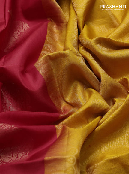 Pure soft silk saree red and yellow with allover pichwai zari woven buttas and rettapet zari woven border