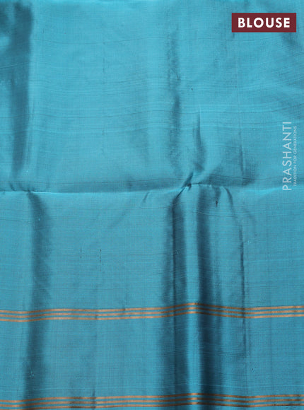 Pure soft silk saree violet and teal blue with zari woven buttas and rettapet zari woven border