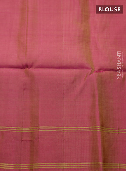 Pure soft silk saree beige and pink with allover zari weaves  and rettapet zari woven border