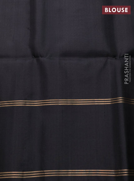 Pure soft silk saree mustard green and black with allover zari weaves  and rettapet zari woven border