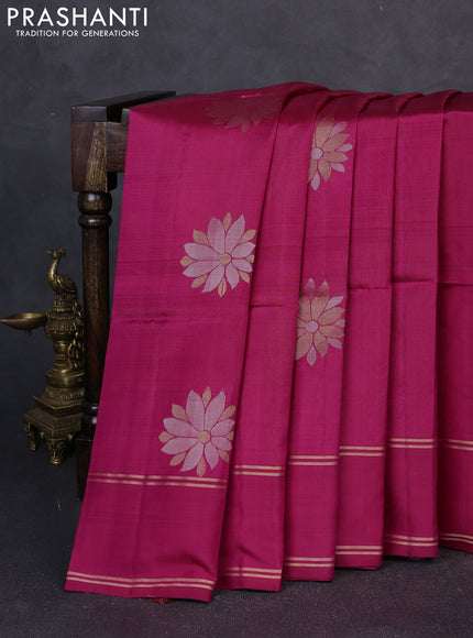 Pure soft silk saree wine shade with zari woven buttas and rettapet zari woven border