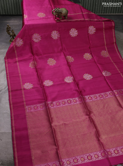 Pure soft silk saree wine shade with zari woven buttas and rettapet zari woven border
