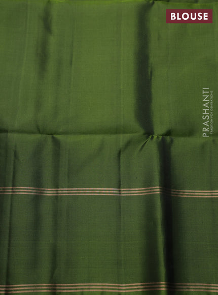 Pure soft silk saree mehendi green with zari woven buttas and rettapet zari woven border