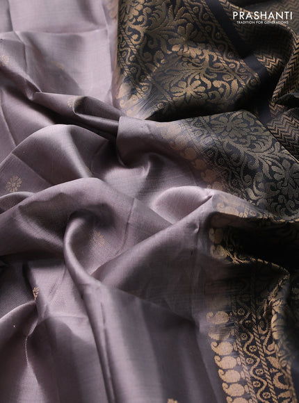 Pure soft silk saree rosy brown and black with zari woven buttas and rettapet zari woven border