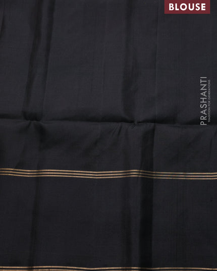 Pure soft silk saree dark mustard and black with zari woven buttas and rettapet zari woven border