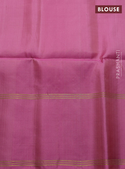 Pure soft silk saree pastel pink and peach pink with allover zari woven buttas and long rettapet zari woven border