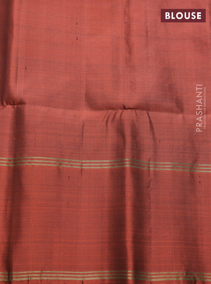 Pure soft silk saree navy blue and orange with allover zari weaves  and long rettapet zari woven border