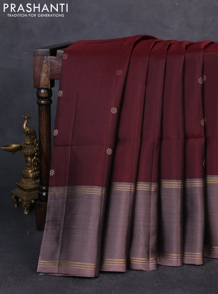 Pure soft silk saree coffee brown and rosy brown with allover zari woven buttas and long rettapet zari woven border