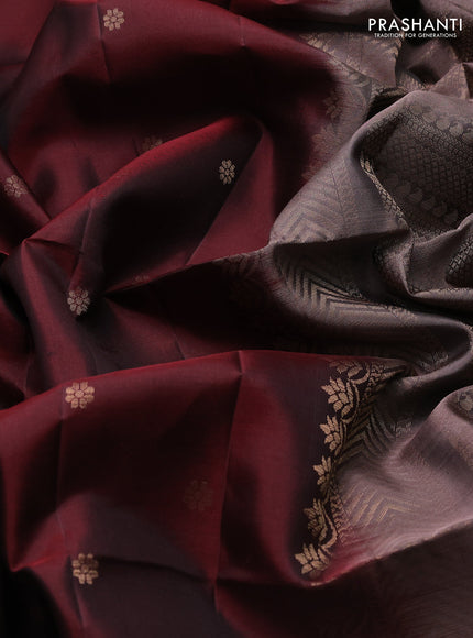 Pure soft silk saree coffee brown and rosy brown with allover zari woven buttas and long rettapet zari woven border
