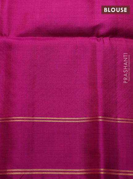 Pure soft silk saree pista green and magenta pink with zari woven buttas and rettapet zari woven border