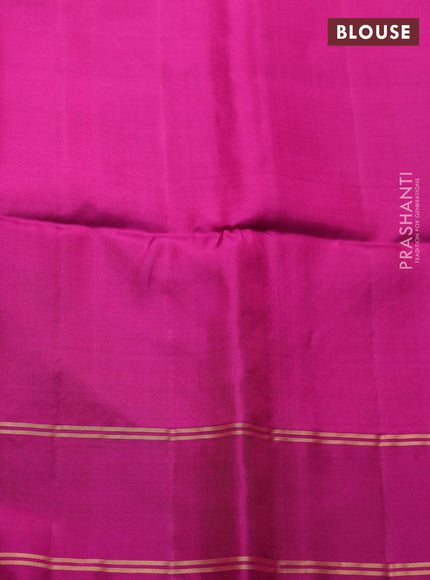 Pure soft silk saree green and magenta pink with zari woven buttas and rettapet zari woven border