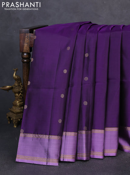 Pure soft silk saree violet and lavender with zari woven buttas and rettapet zari woven border