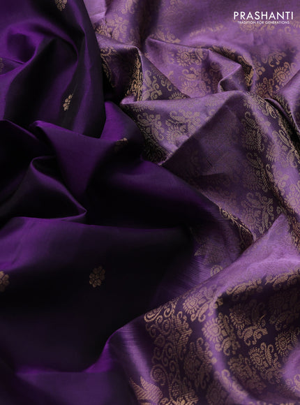 Pure soft silk saree violet and lavender with zari woven buttas and rettapet zari woven border