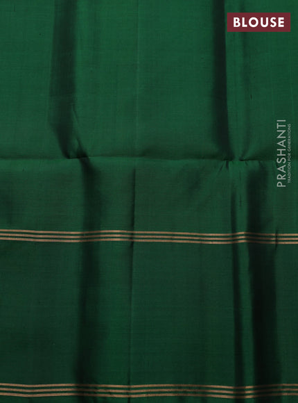 Pure soft silk saree rustic orange and green with zari woven buttas and rettapet zari woven border