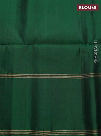 Pure soft silk saree dark mustard and green with zari woven buttas and rettapet zari woven border