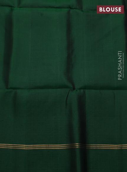 Pure soft silk saree bottle green with zari woven buttas and zari woven simple border