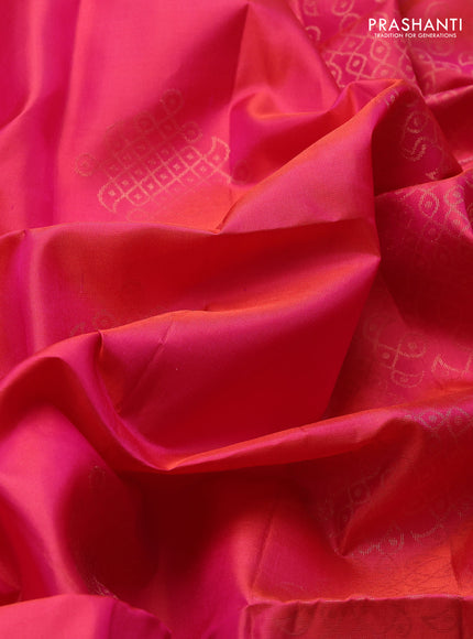 Pure soft silk saree pinkish orange with zari woven buttas and zari woven simple border