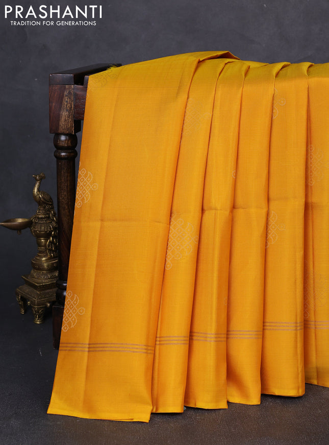 Pure soft silk saree yellow with zari woven buttas and zari woven simple border