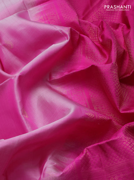 Pure soft silk saree pink with allover zari weaves  and rettapet zari woven border