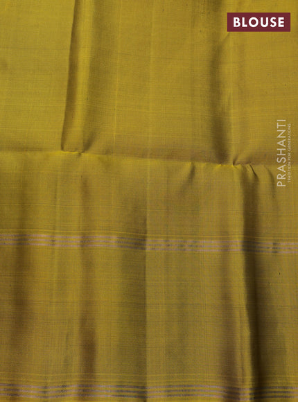 Pure soft silk saree black and yellow with allover annam zari woven buttas and rettapet zari woven border