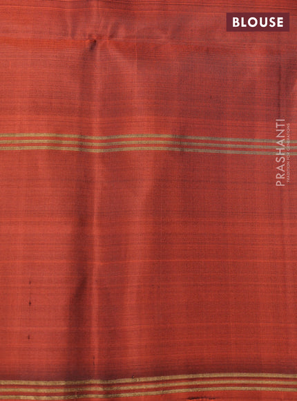 Pure soft silk saree coffee brown and orange with zari woven buttas and rettapet zari woven border