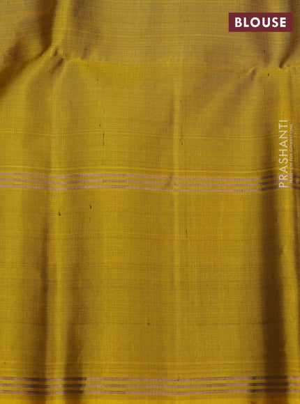 Pure soft silk saree violet and mustard green with allover annam zari woven buttas and rettapet zari woven border
