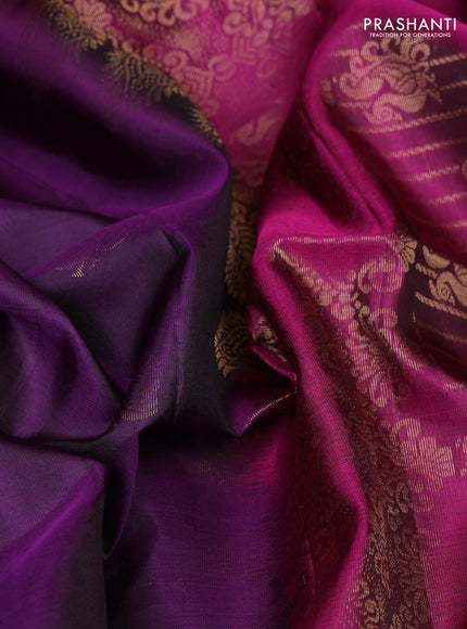 Pure soft silk saree violet and magenta pink with allover annam zari woven buttas and rettapet zari woven border