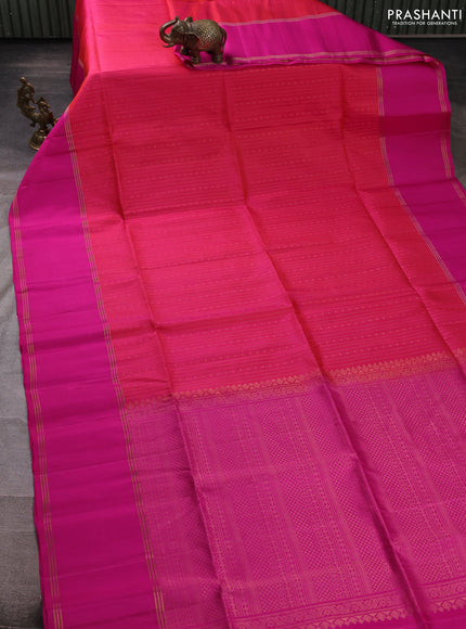 Pure soft silk saree pink with allover zari weaves  and rettapet zari woven border