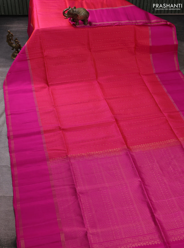 Pure soft silk saree pink with allover zari weaves  and rettapet zari woven border
