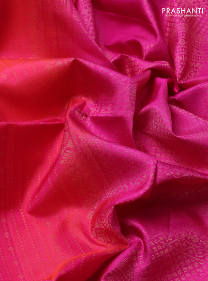 Pure soft silk saree pink with allover zari weaves  and rettapet zari woven border