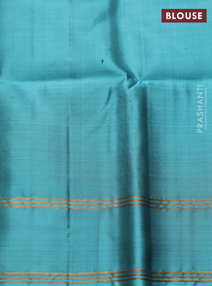 Pure soft silk saree violet and teal green with allover zari weaves  and rettapet zari woven border