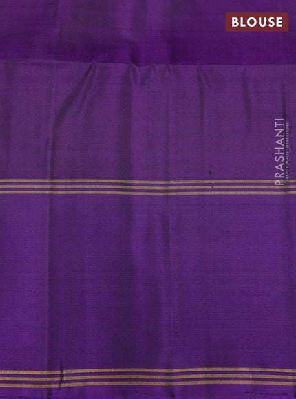 Pure soft silk saree rustic orange and violet with allover zari weaves  and rettapet zari woven border