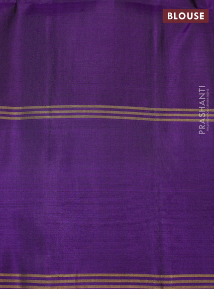 Pure soft silk saree purple and violet with allover zari weaves  and rettapet zari woven border