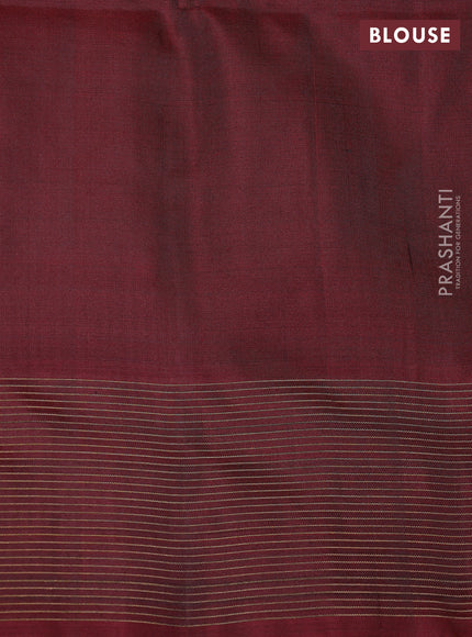 Pure soft silk saree dark mustard and deep maroon with allover zari weaves  and rettapet zari woven border